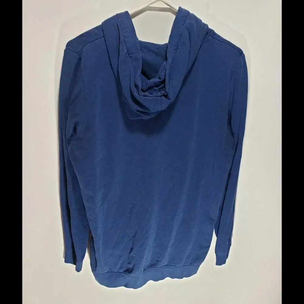 Mens Vintage NIKE Big Swoosh Blue‎ Black Full Zip-Up Hoodie Size Medium M